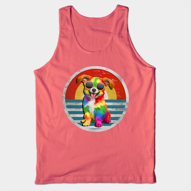 Retro Vintage Aesthetic Hippie Dog Tank Top by tamdevo1